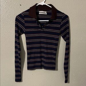 Urban Outfitters Navy Striped Button Down Shirt